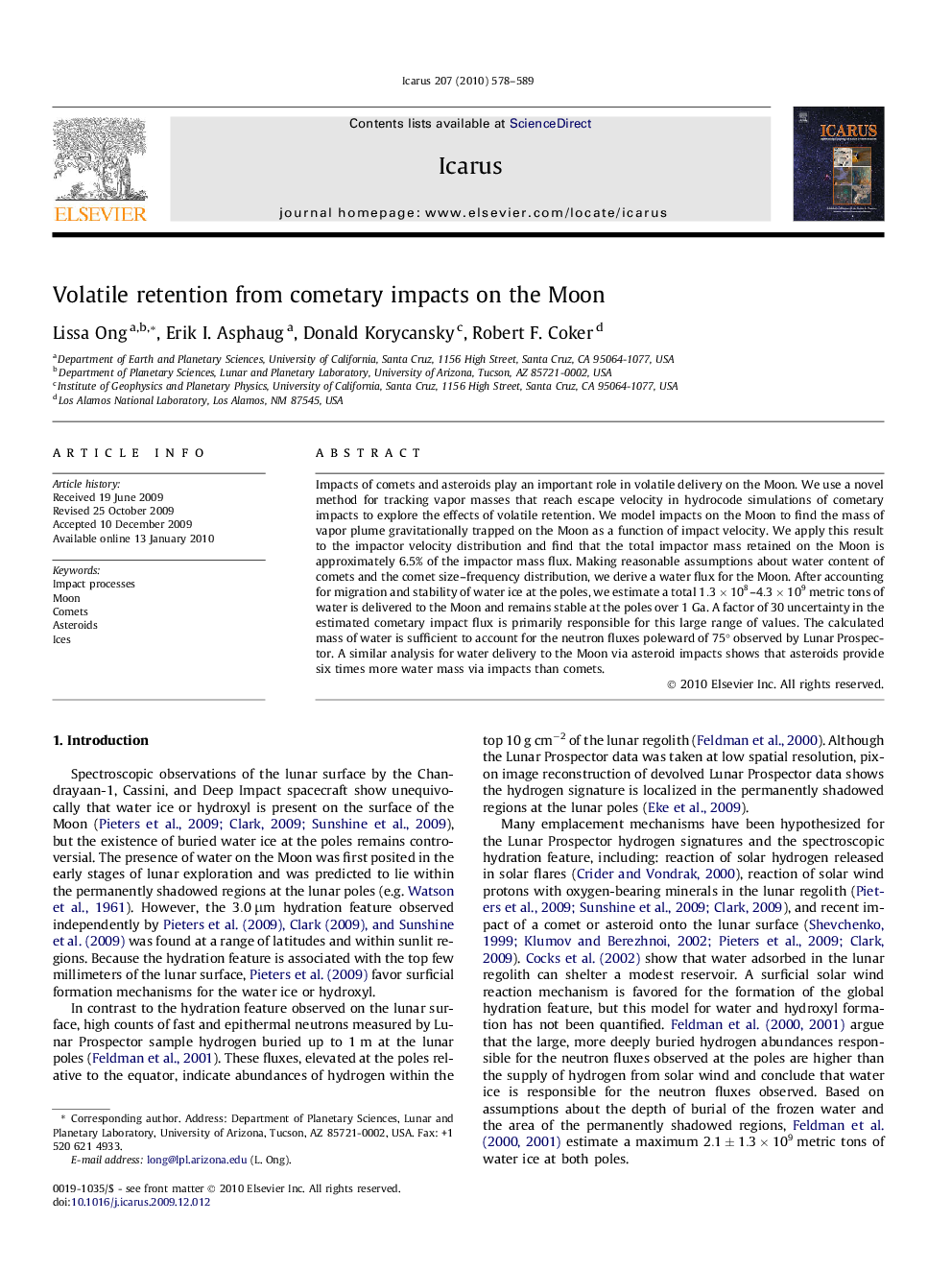 Volatile retention from cometary impacts on the Moon