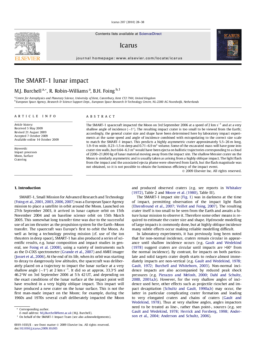 The SMART-1 lunar impact