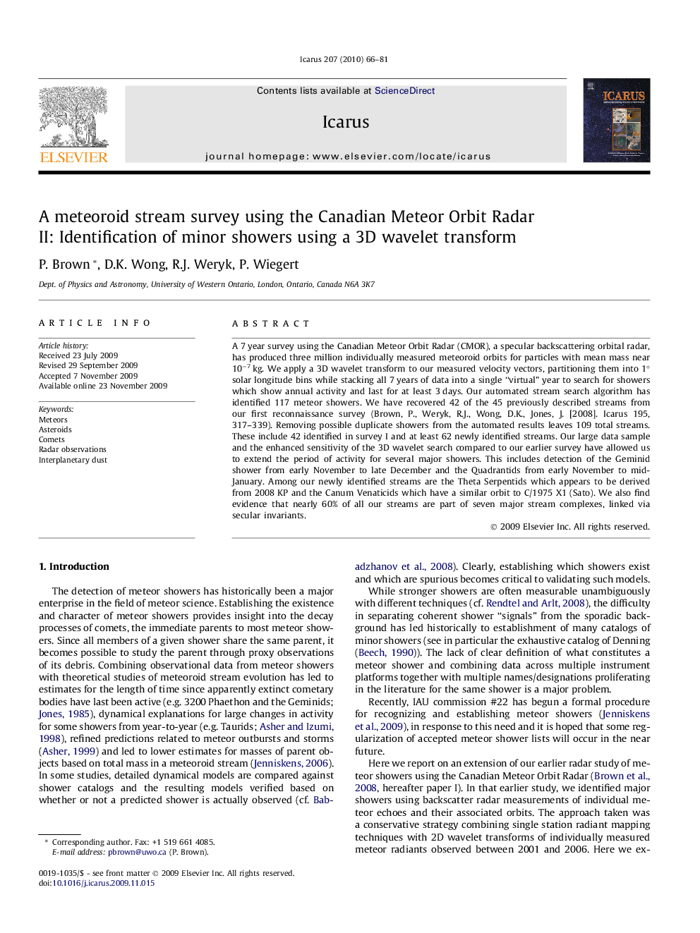 A meteoroid stream survey using the Canadian Meteor Orbit Radar: II: Identification of minor showers using a 3D wavelet transform