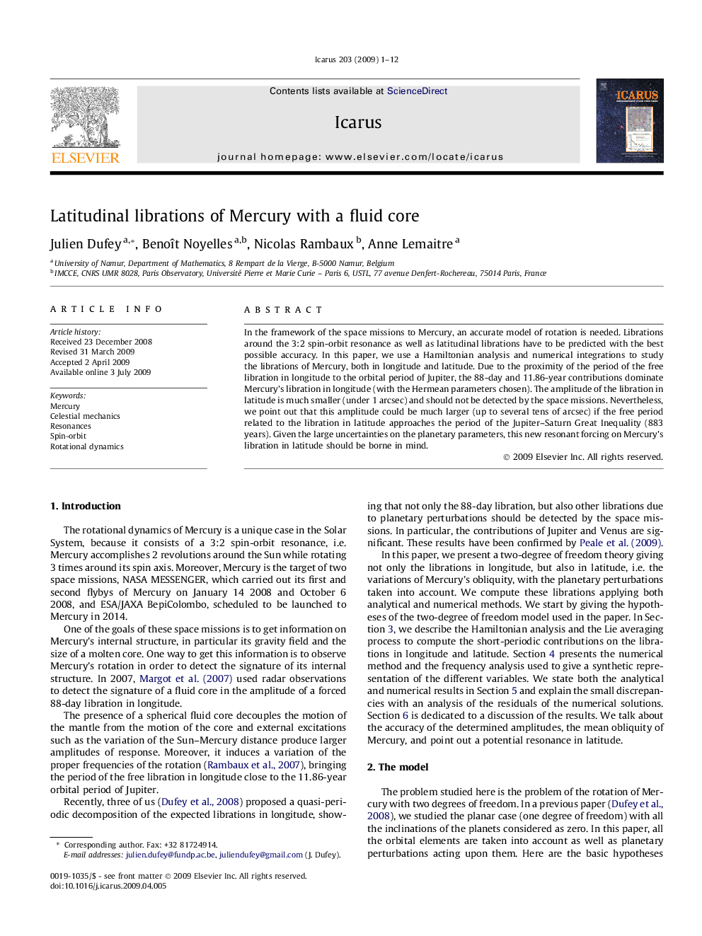 Latitudinal librations of Mercury with a fluid core