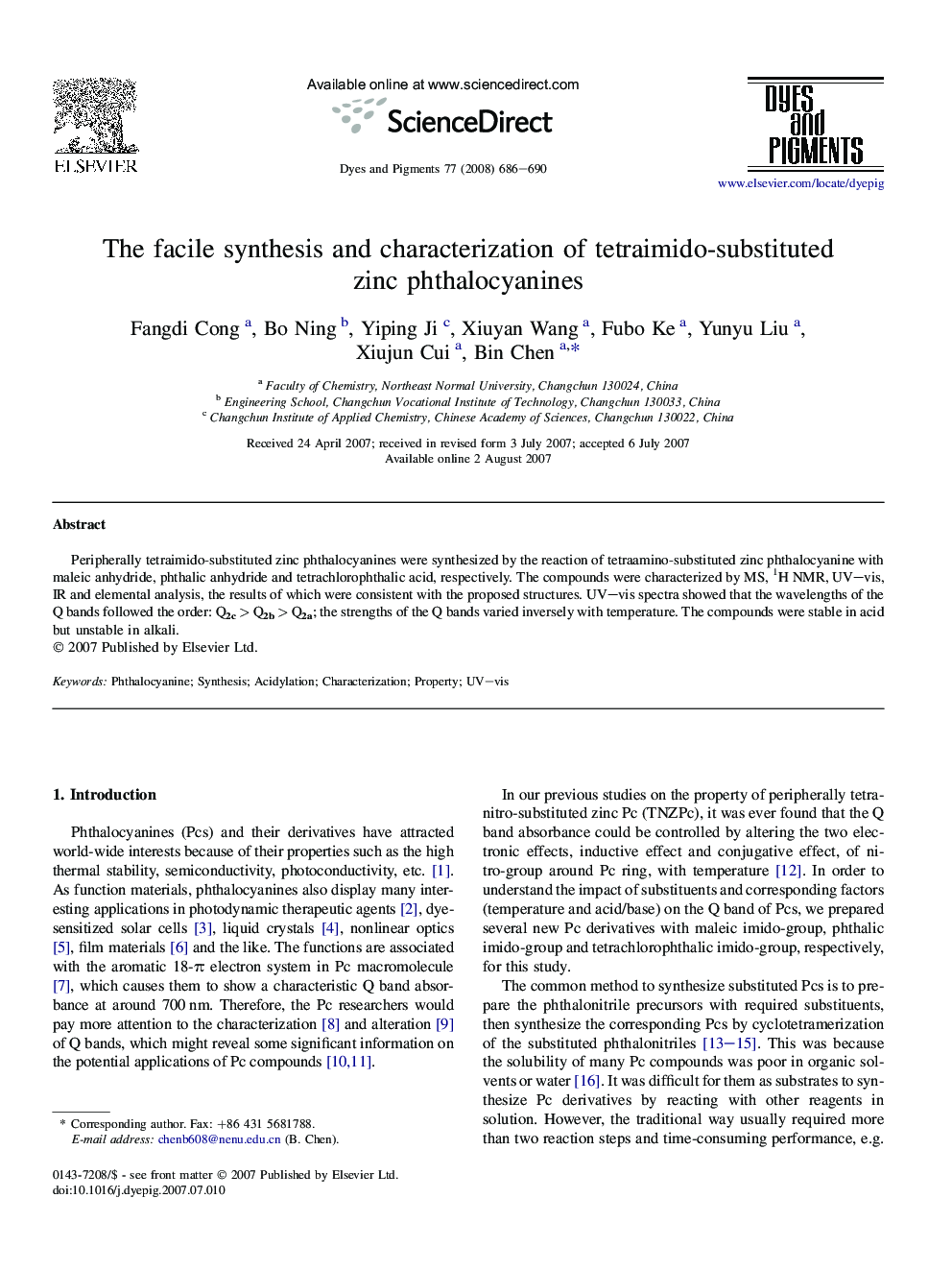 The facile synthesis and characterization of tetraimido-substituted zinc phthalocyanines