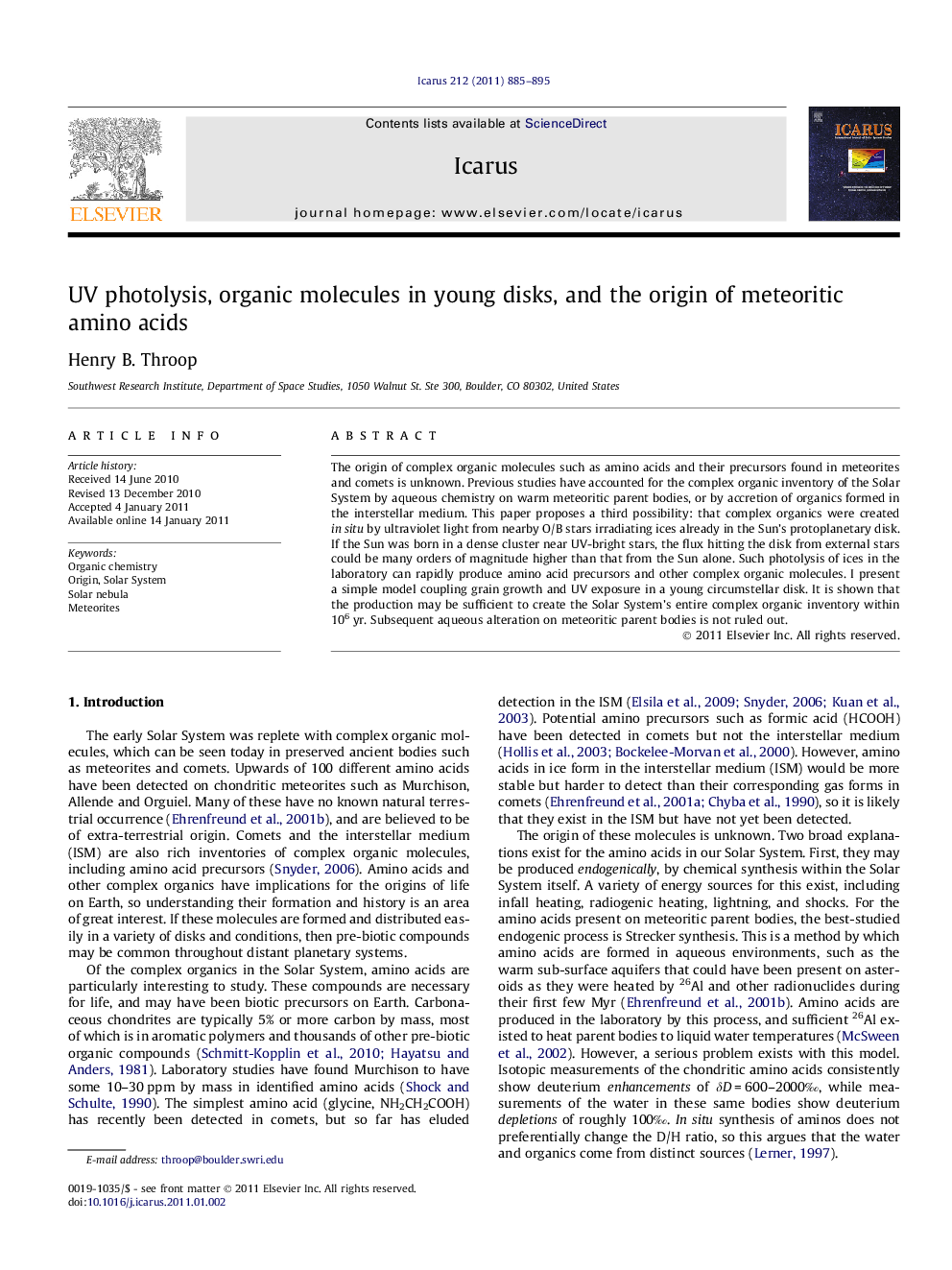 UV photolysis, organic molecules in young disks, and the origin of meteoritic amino acids