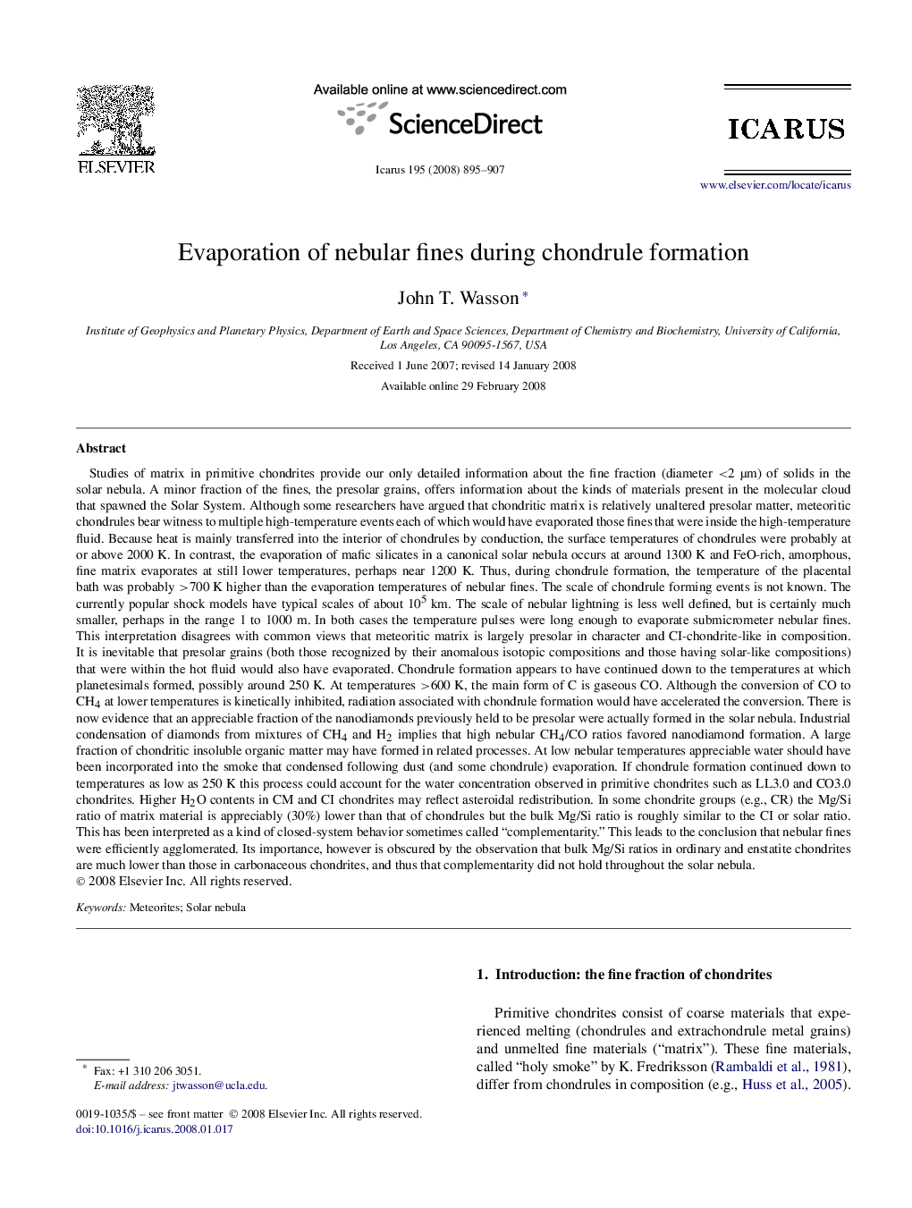 Evaporation of nebular fines during chondrule formation