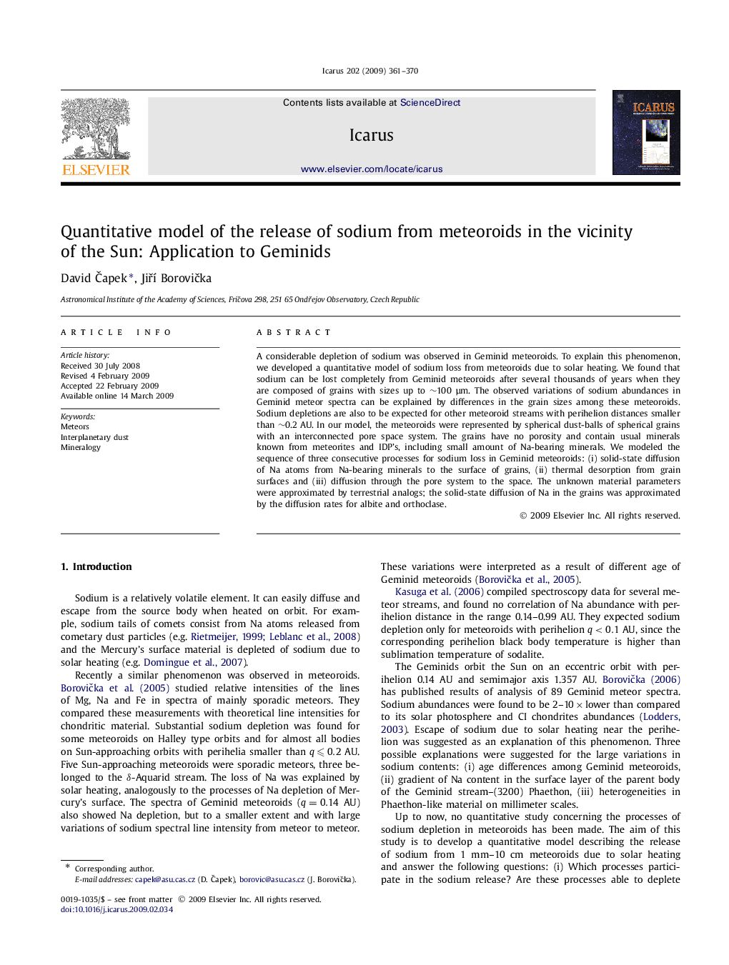 Quantitative model of the release of sodium from meteoroids in the vicinity of the Sun: Application to Geminids