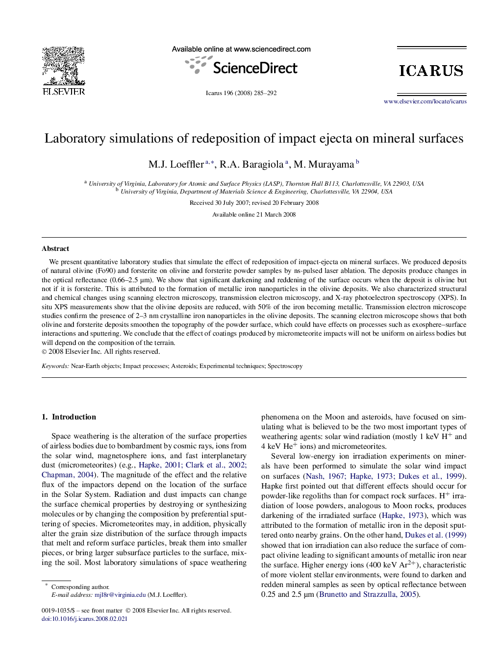 Laboratory simulations of redeposition of impact ejecta on mineral surfaces