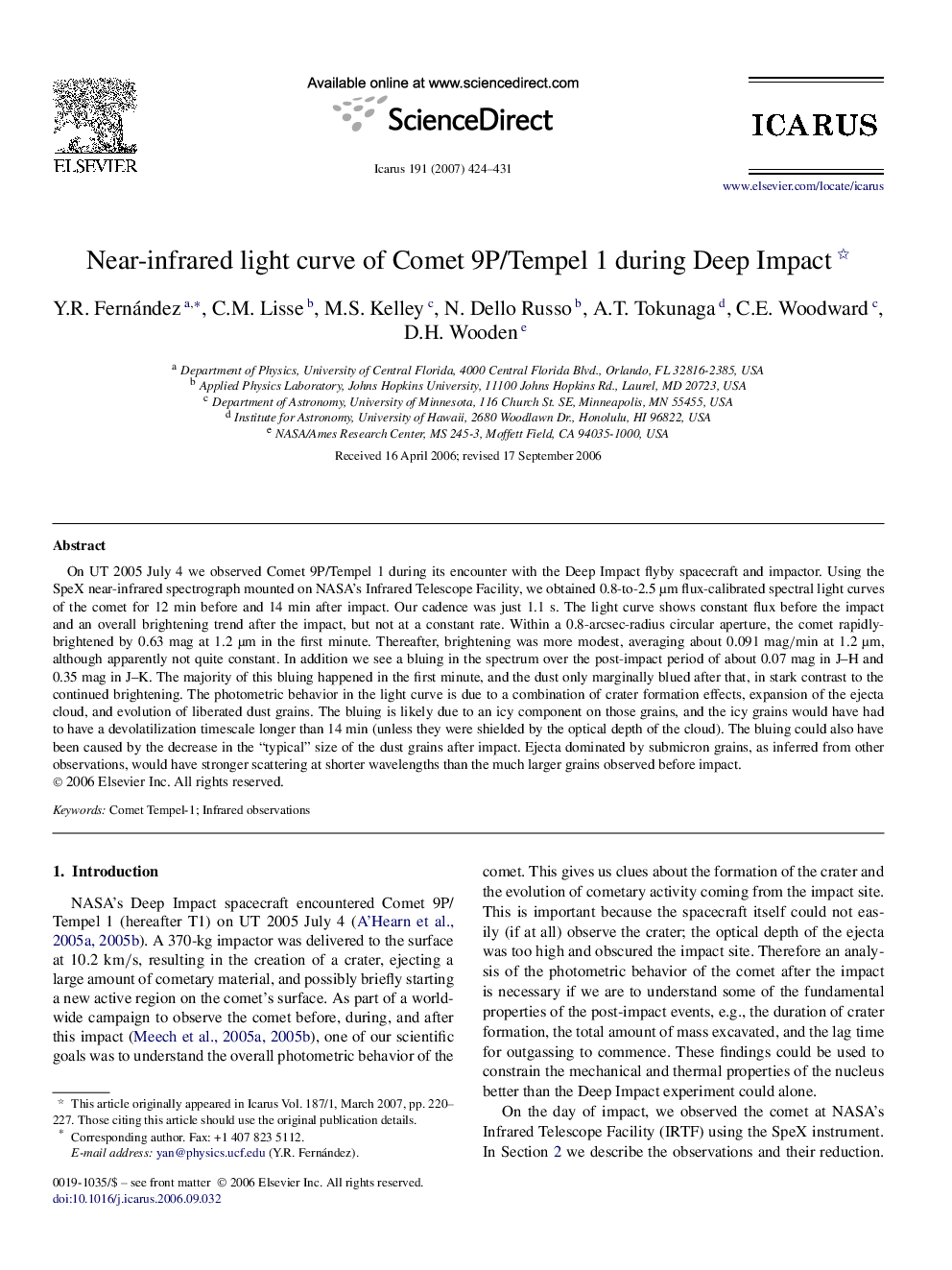 Near-infrared light curve of Comet 9P/Tempel 1 during Deep Impact