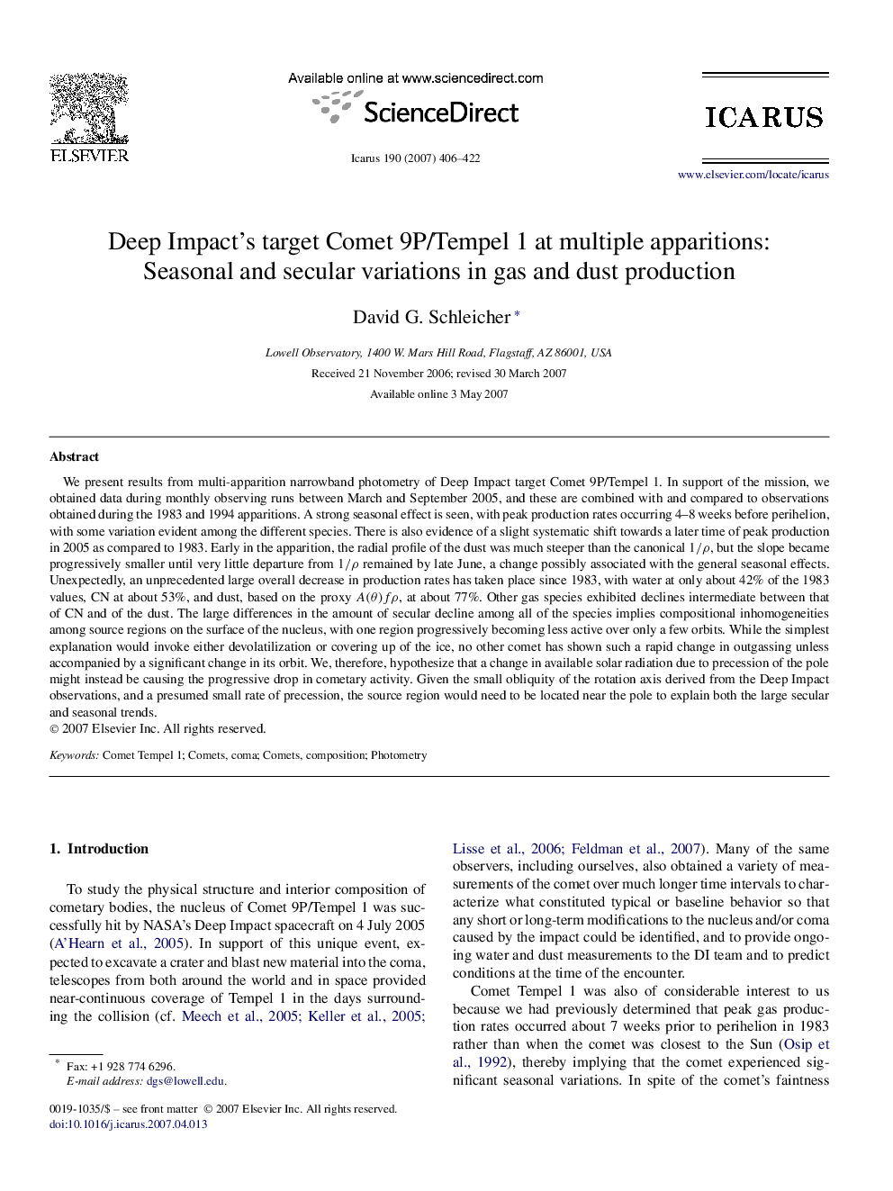 Deep Impact's target Comet 9P/Tempel 1 at multiple apparitions: Seasonal and secular variations in gas and dust production