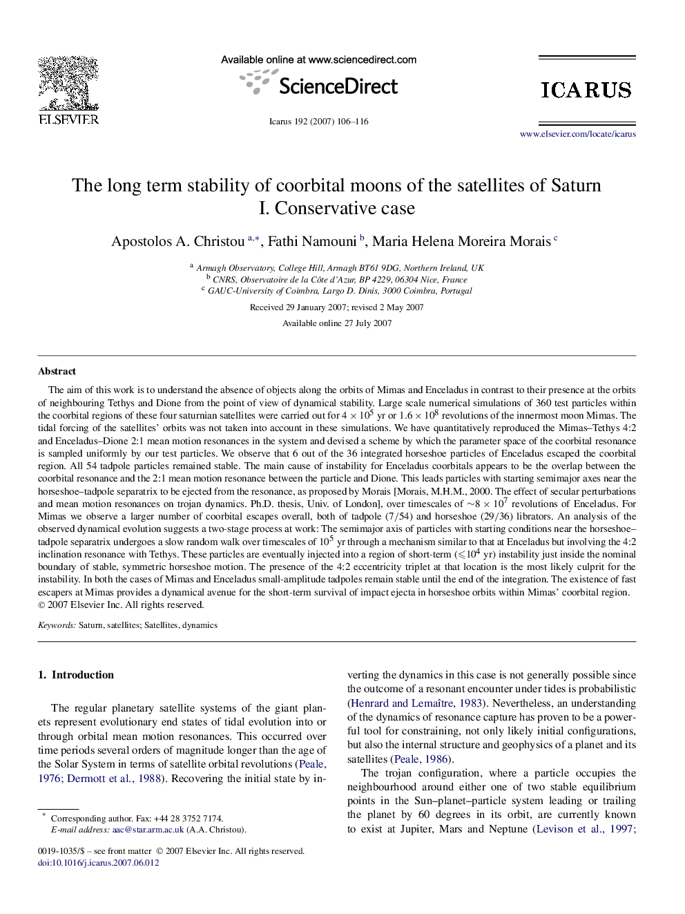 The long term stability of coorbital moons of the satellites of Saturn: I. Conservative case