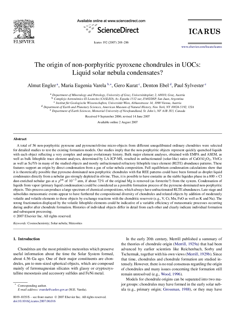 The origin of non-porphyritic pyroxene chondrules in UOCs: Liquid solar nebula condensates?