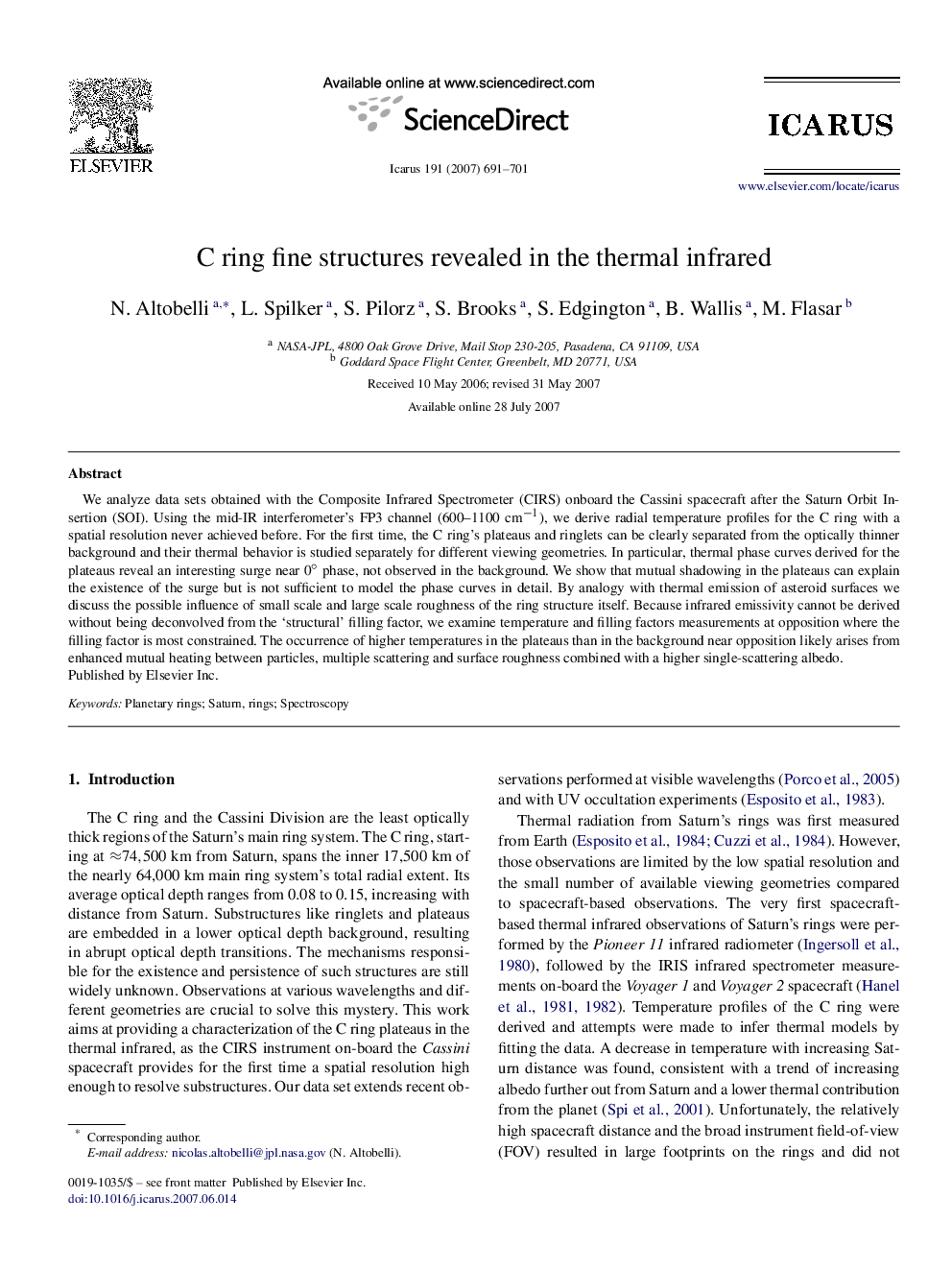 C ring fine structures revealed in the thermal infrared
