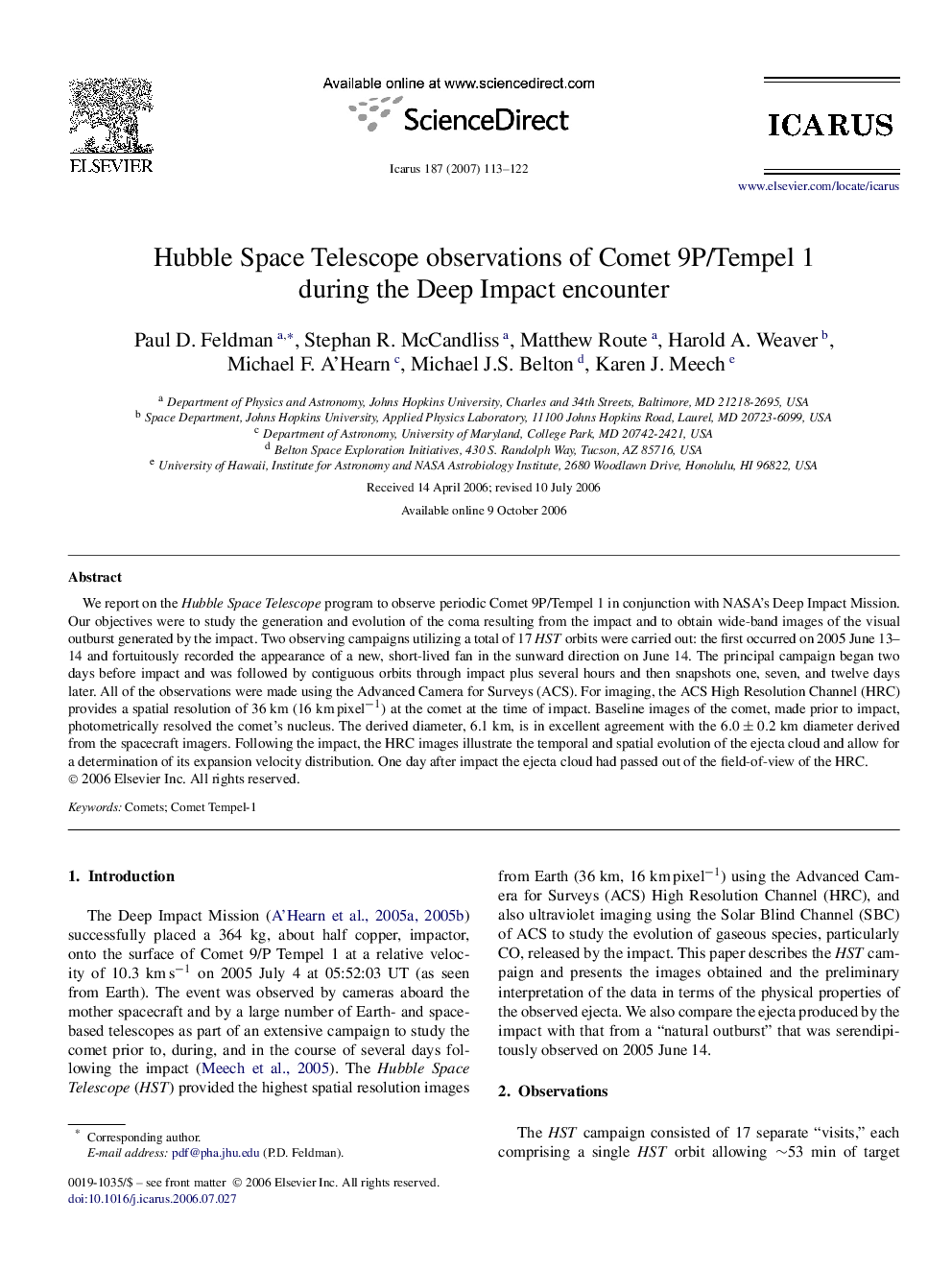 Hubble Space Telescope observations of Comet 9P/Tempel 1 during the Deep Impact encounter