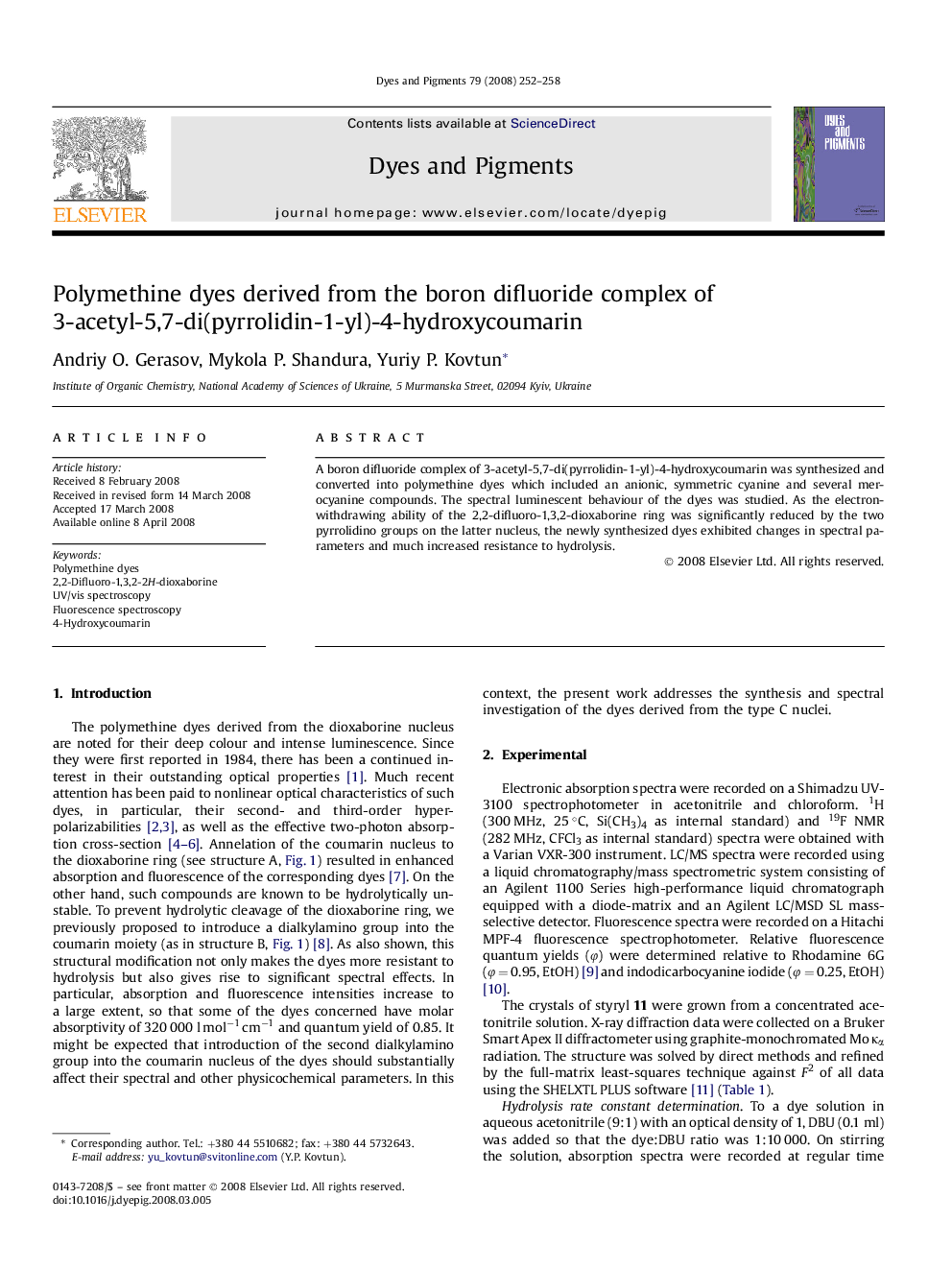 Polymethine dyes derived from the boron difluoride complex of 3-acetyl-5,7-di(pyrrolidin-1-yl)-4-hydroxycoumarin