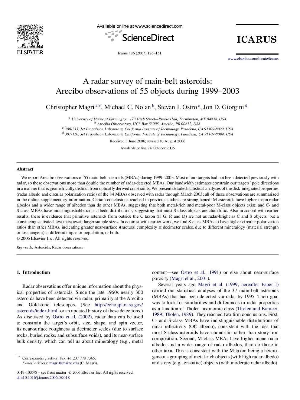 A radar survey of main-belt asteroids: Arecibo observations of 55 objects during 1999–2003