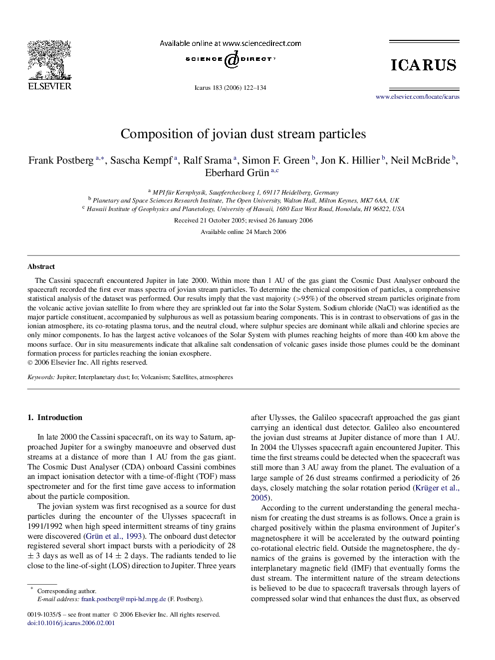 Composition of jovian dust stream particles