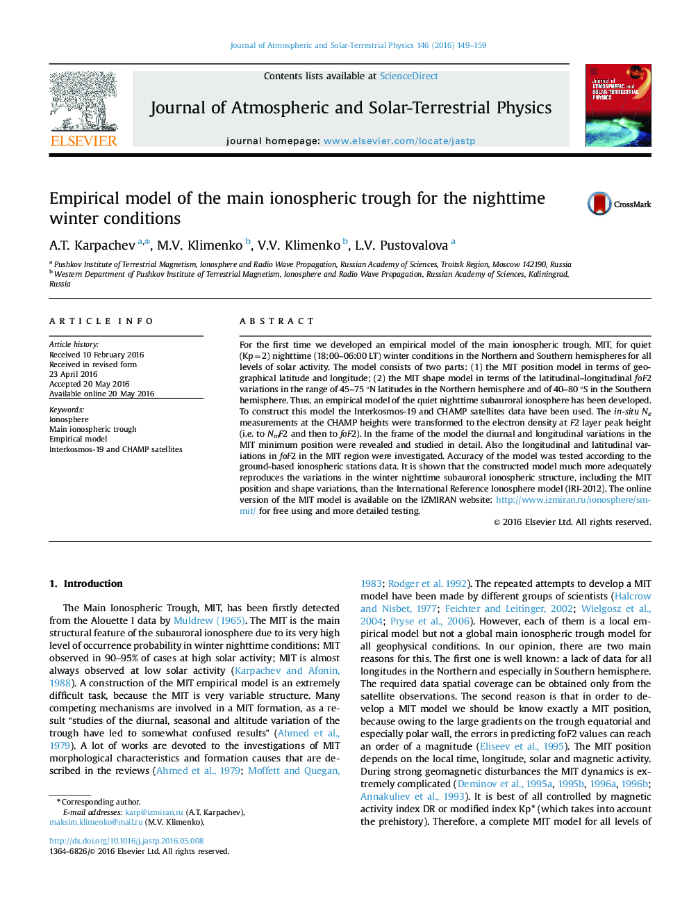 Empirical model of the main ionospheric trough for the nighttime winter conditions