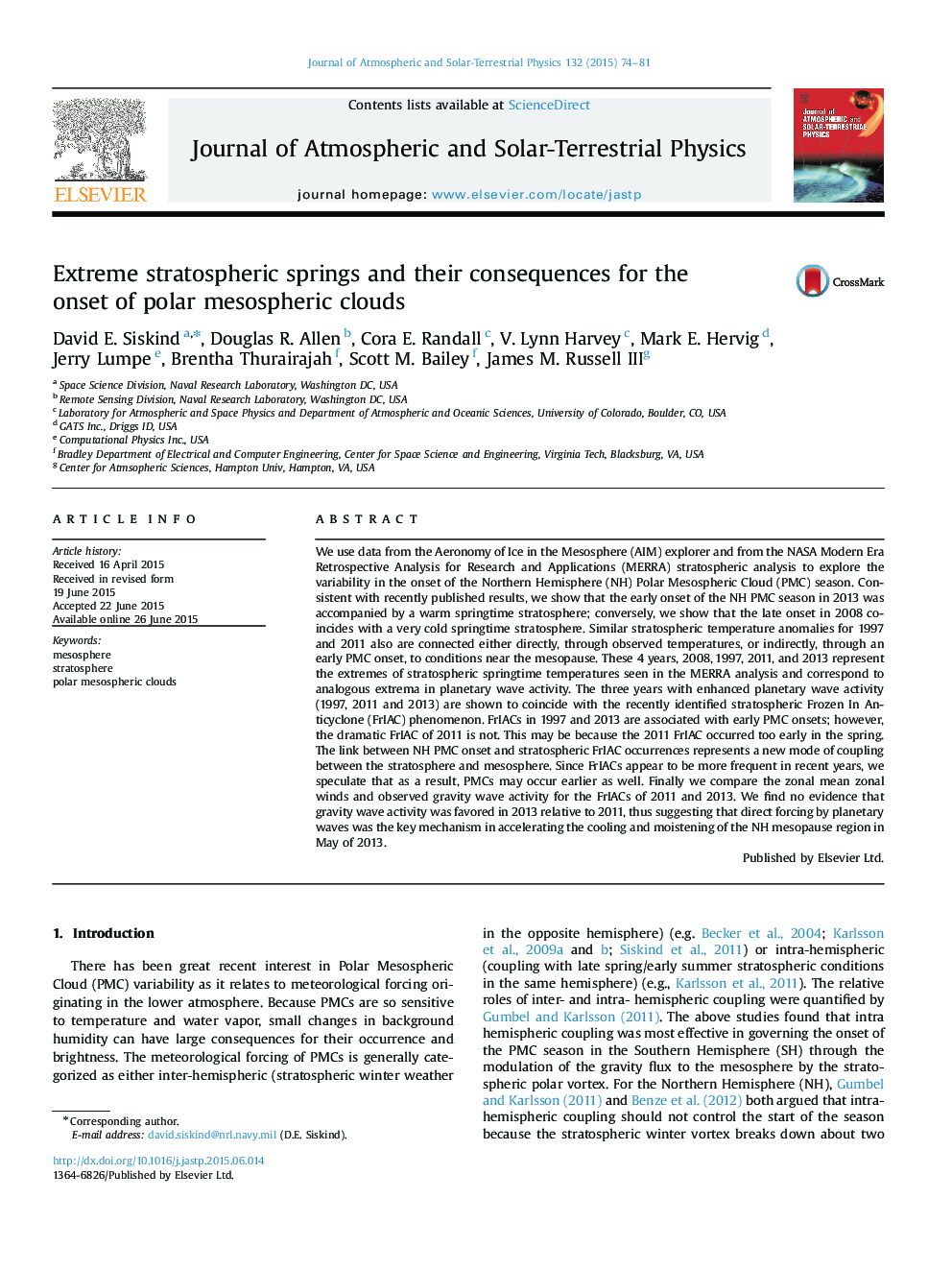 Extreme stratospheric springs and their consequences for the onset of polar mesospheric clouds