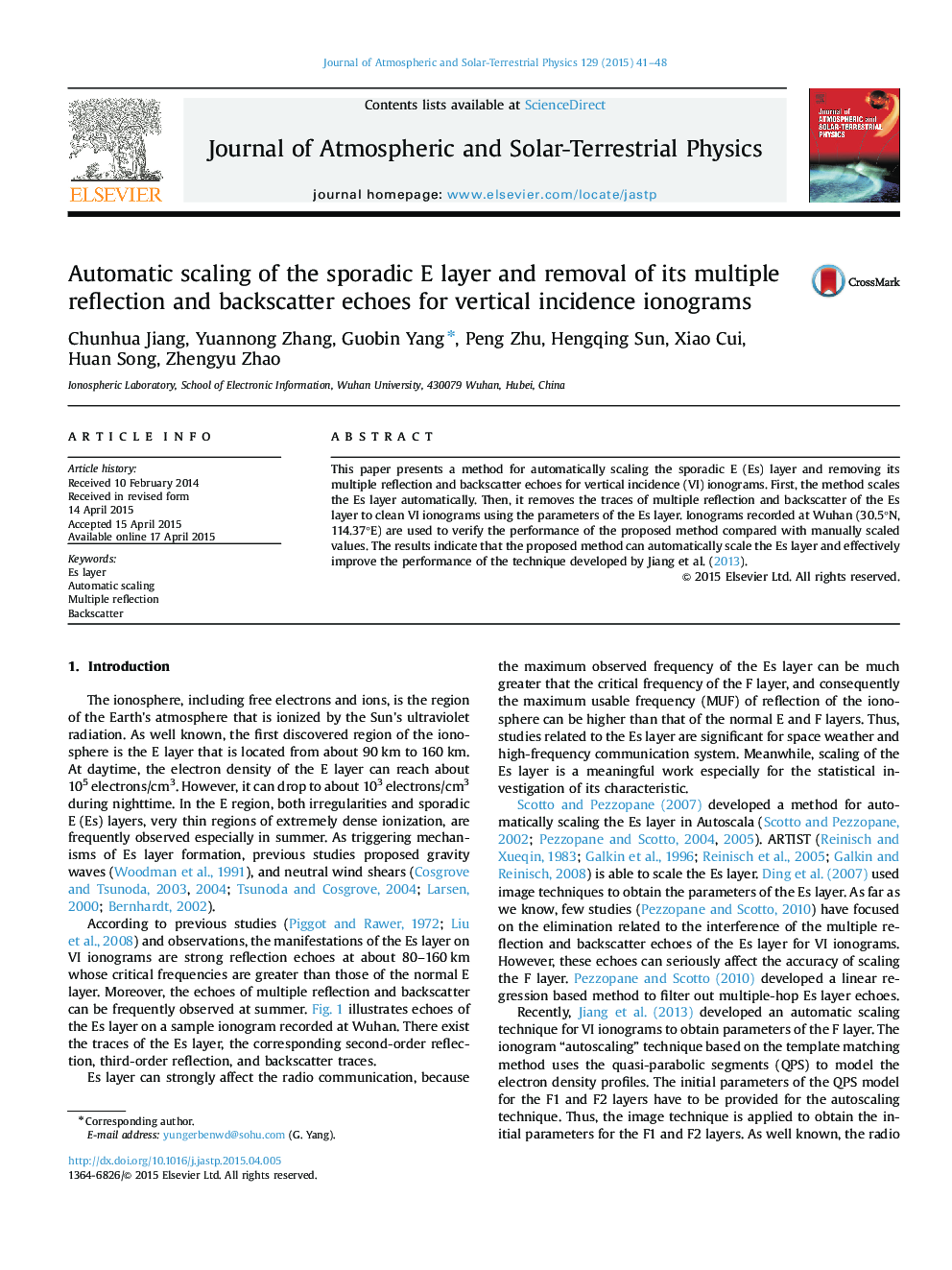 Automatic scaling of the sporadic E layer and removal of its multiple reflection and backscatter echoes for vertical incidence ionograms