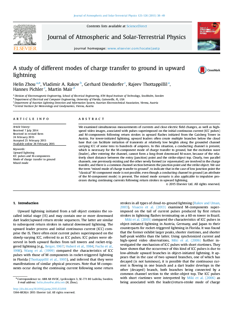 A study of different modes of charge transfer to ground in upward lightning