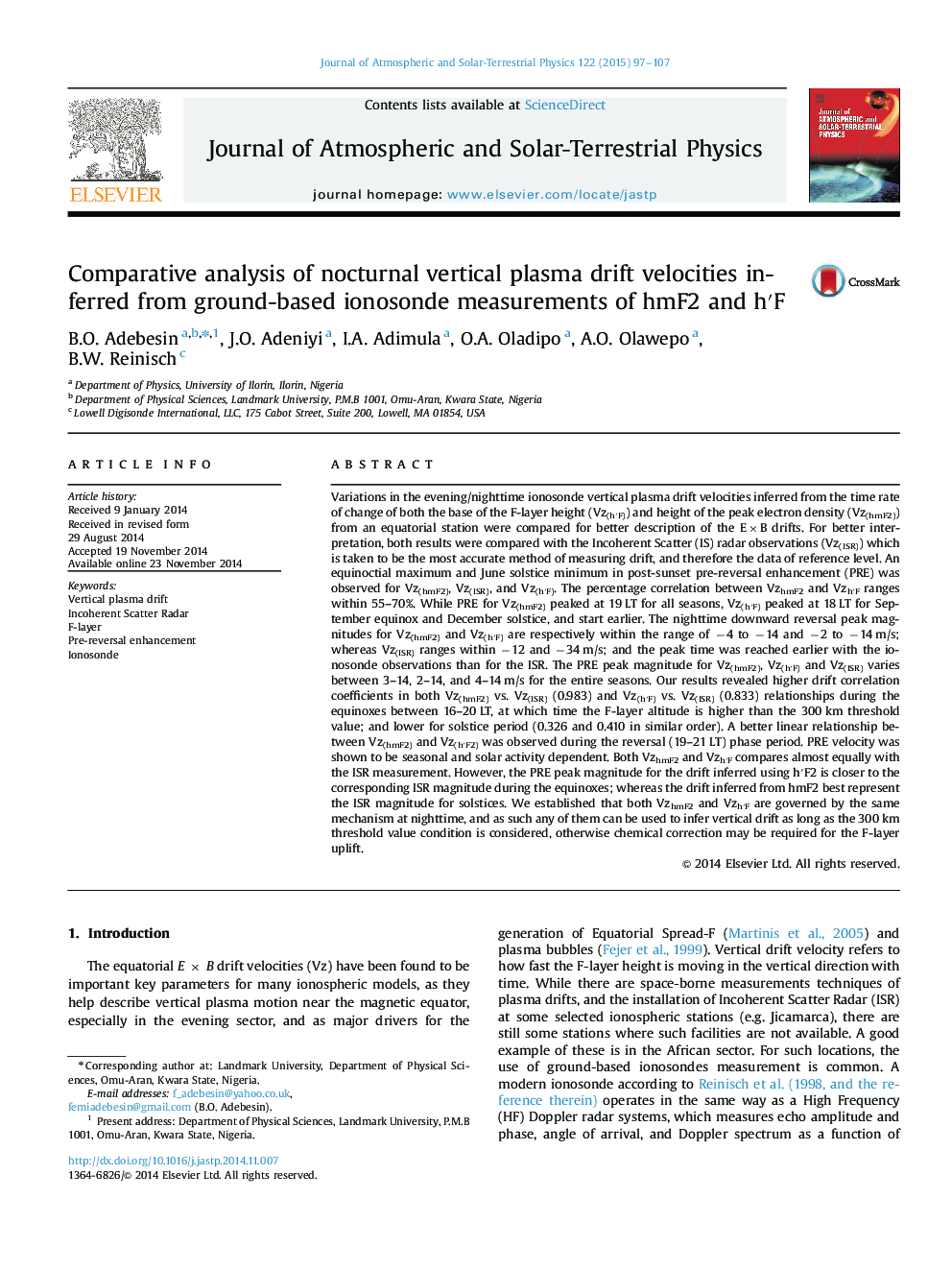 Comparative analysis of nocturnal vertical plasma drift velocities inferred from ground-based ionosonde measurements of hmF2 and h′F