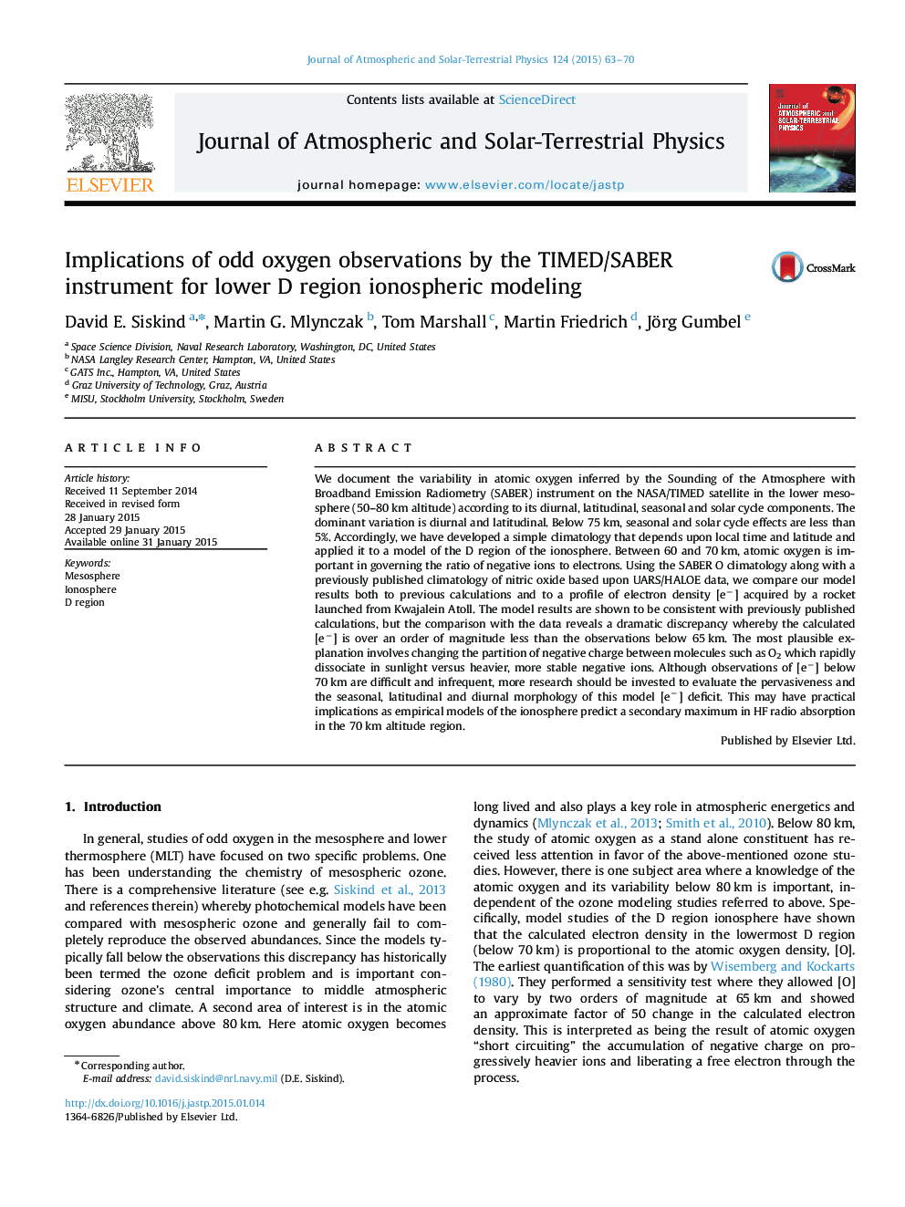 Implications of odd oxygen observations by the TIMED/SABER instrument for lower D region ionospheric modeling