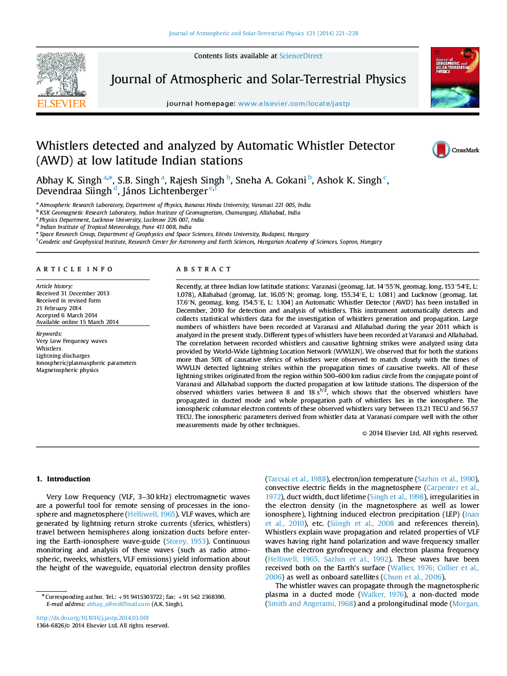 Whistlers detected and analyzed by Automatic Whistler Detector (AWD) at low latitude Indian stations