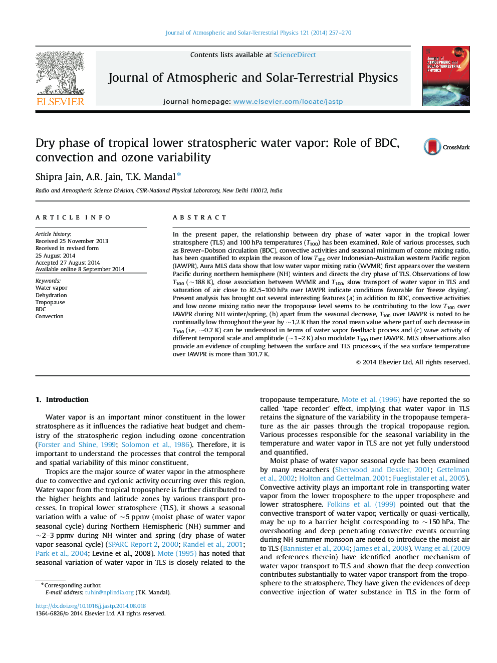 Dry phase of tropical lower stratospheric water vapor: Role of BDC, convection and ozone variability