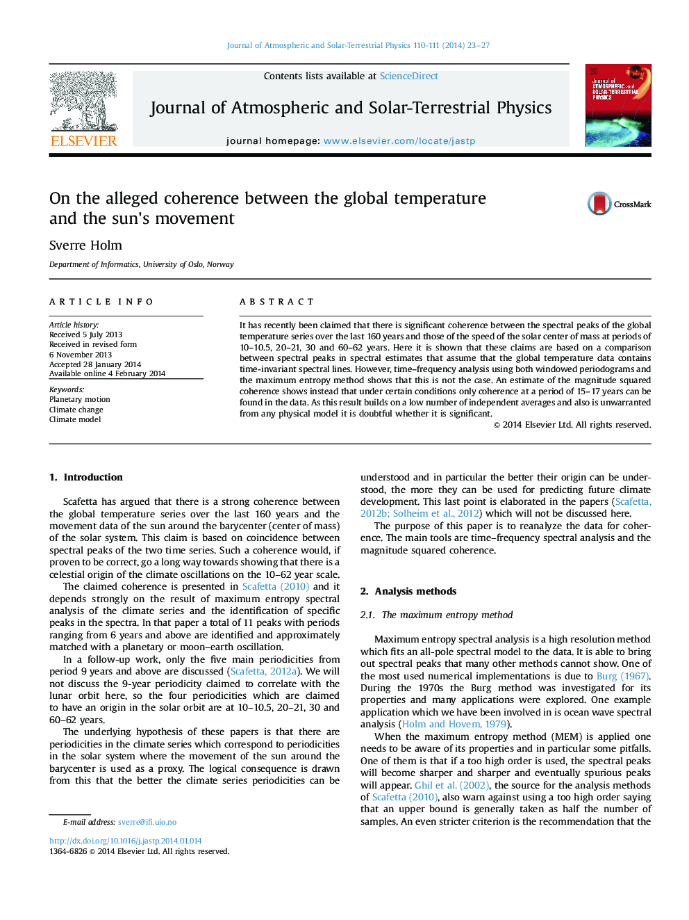 On the alleged coherence between the global temperature and the sun׳s movement