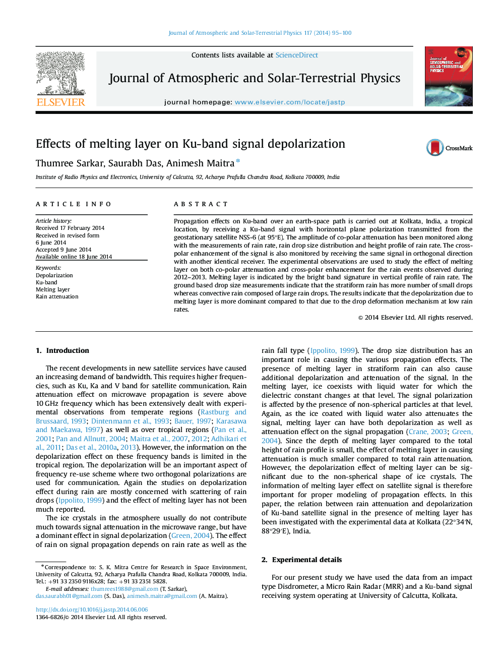 Effects of melting layer on Ku-band signal depolarization