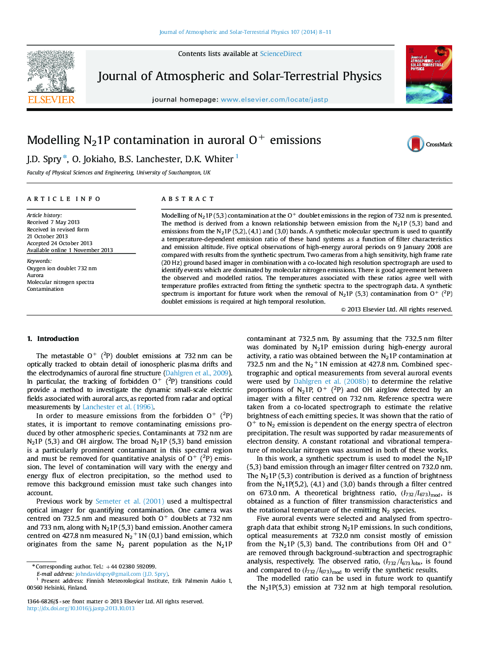 Modelling N21P contamination in auroral O+ emissions