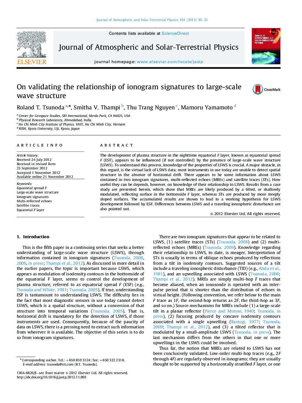 On validating the relationship of ionogram signatures to large-scale wave structure