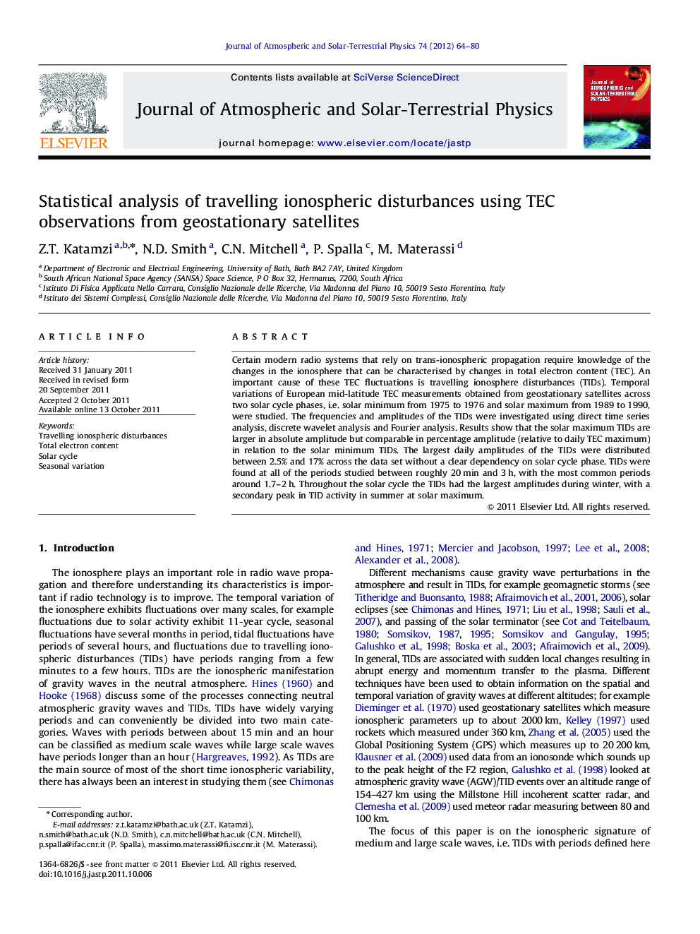 Statistical analysis of travelling ionospheric disturbances using TEC observations from geostationary satellites
