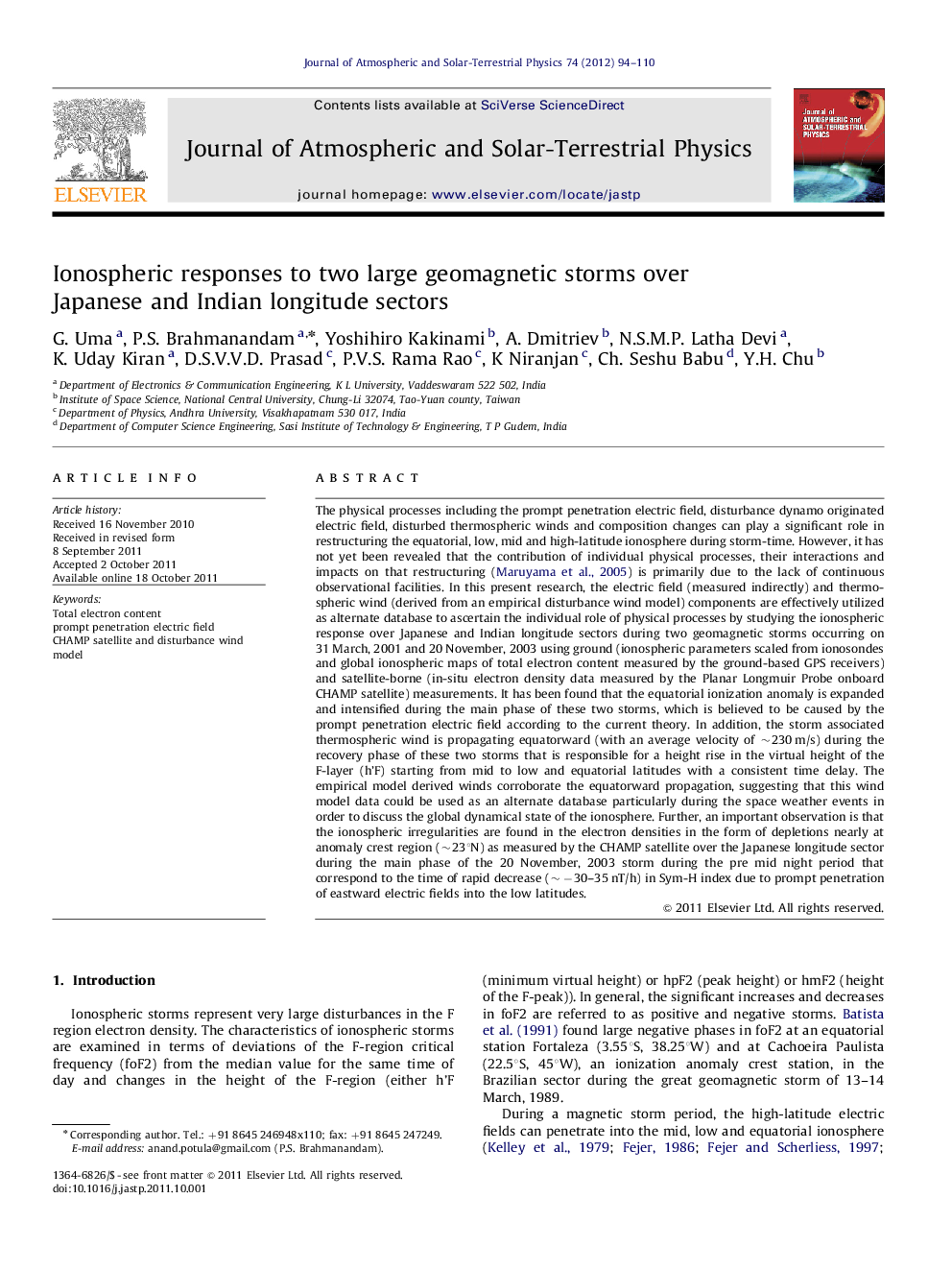 Ionospheric responses to two large geomagnetic storms over Japanese and Indian longitude sectors