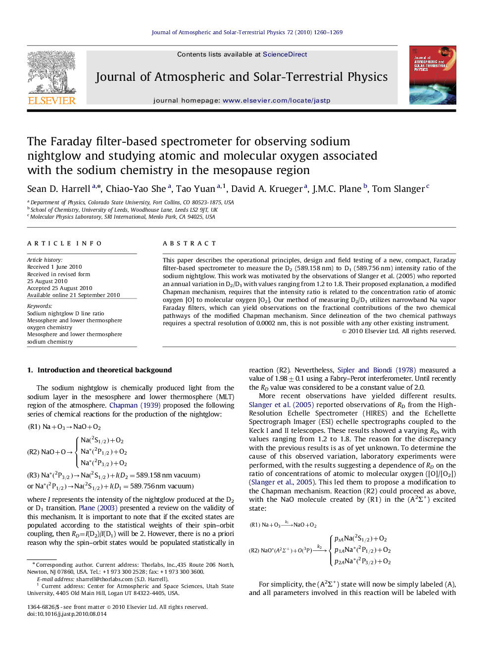 The Faraday filter-based spectrometer for observing sodium nightglow and studying atomic and molecular oxygen associated with the sodium chemistry in the mesopause region