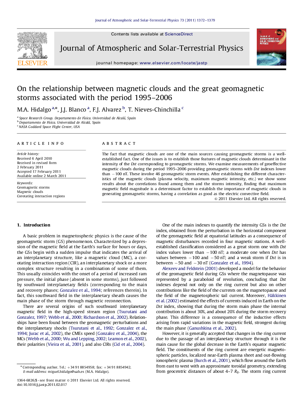 On the relationship between magnetic clouds and the great geomagnetic storms associated with the period 1995–2006