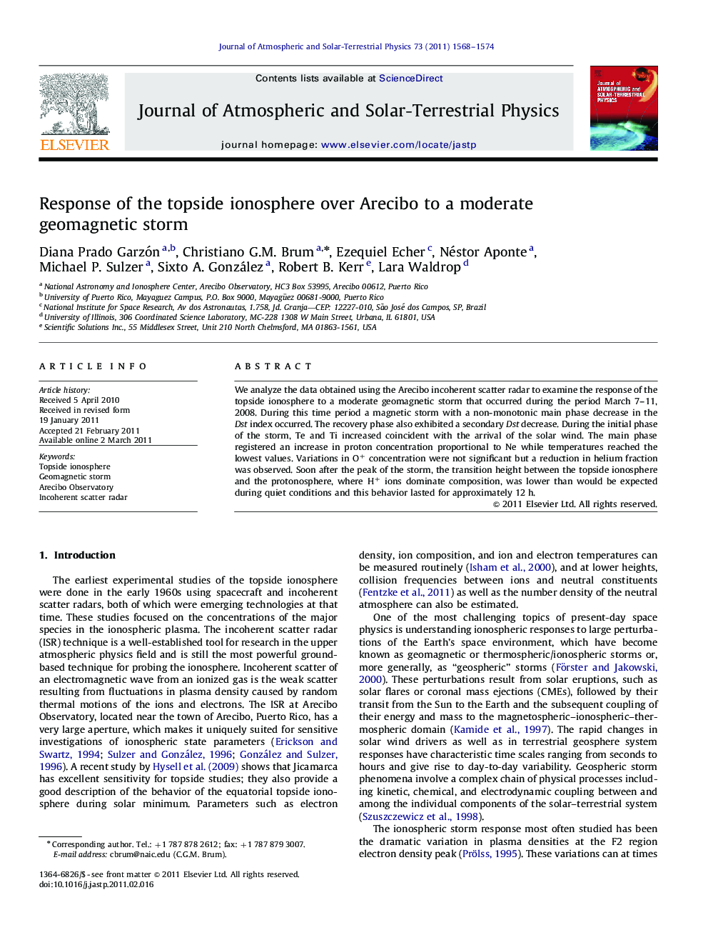 Response of the topside ionosphere over Arecibo to a moderate geomagnetic storm