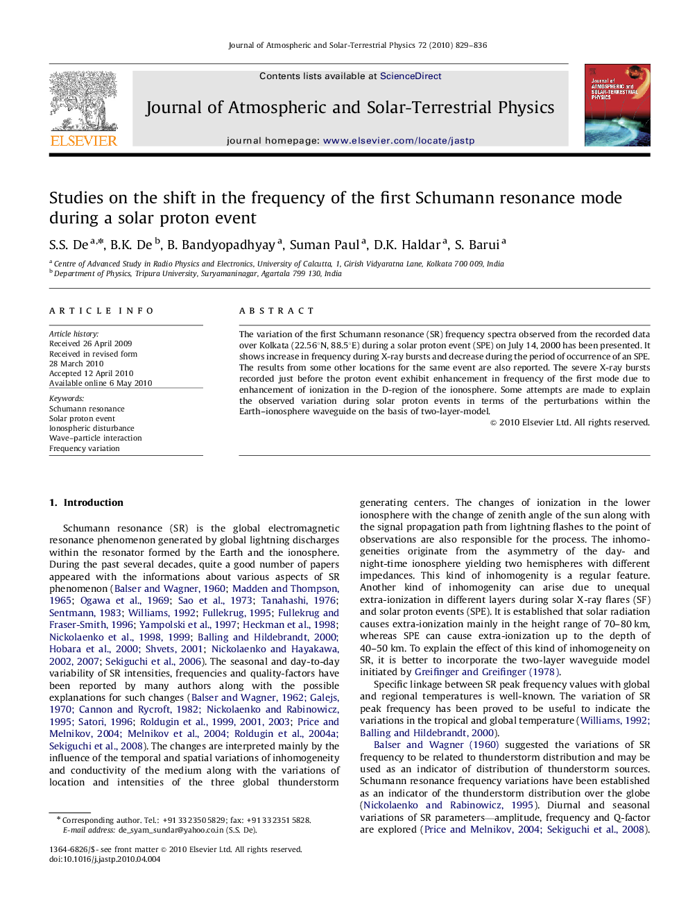 Studies on the shift in the frequency of the first Schumann resonance mode during a solar proton event