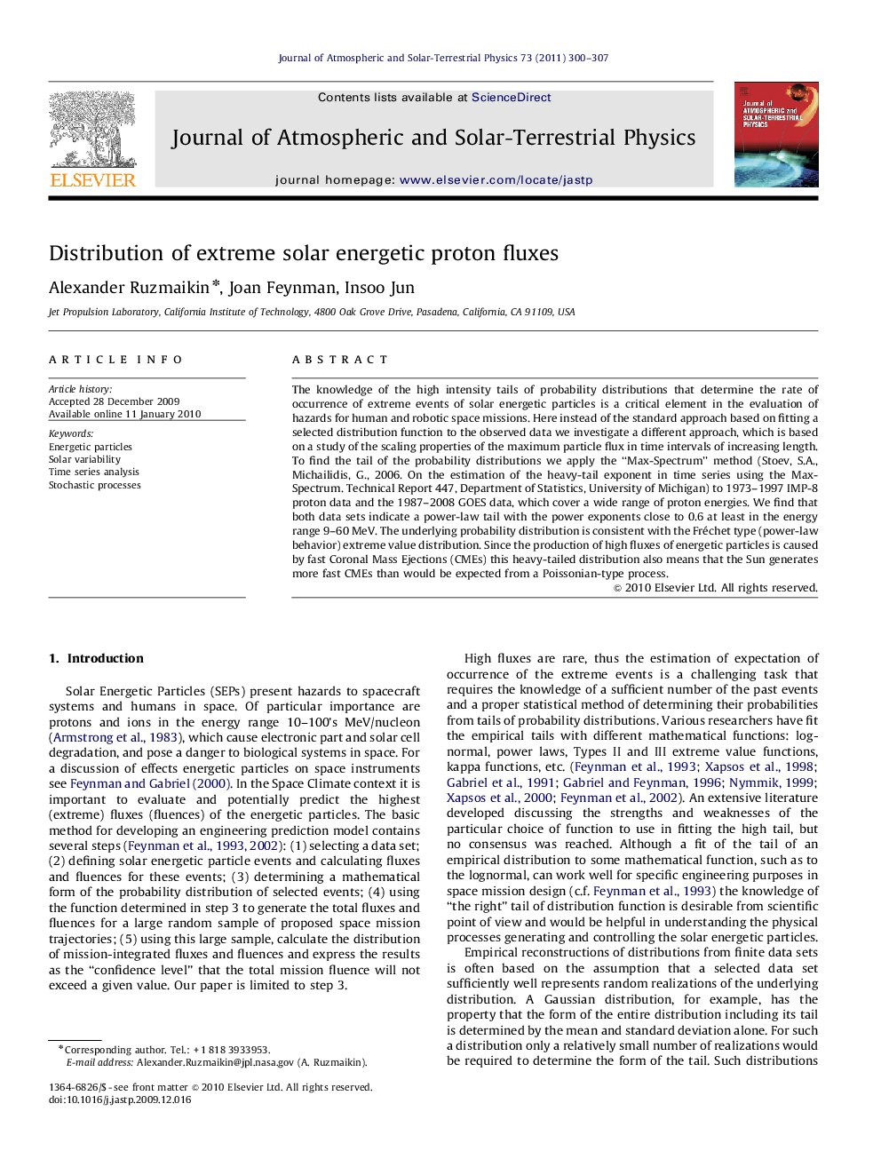 Distribution of extreme solar energetic proton fluxes