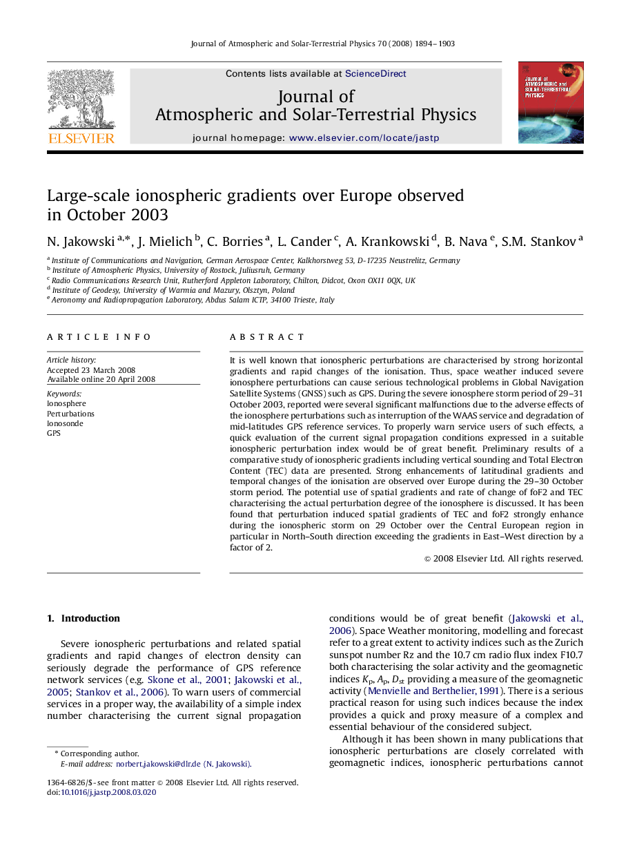 Large-scale ionospheric gradients over Europe observed in October 2003