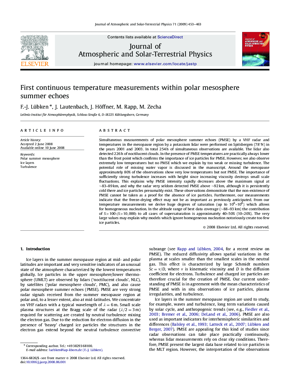 First continuous temperature measurements within polar mesosphere summer echoes