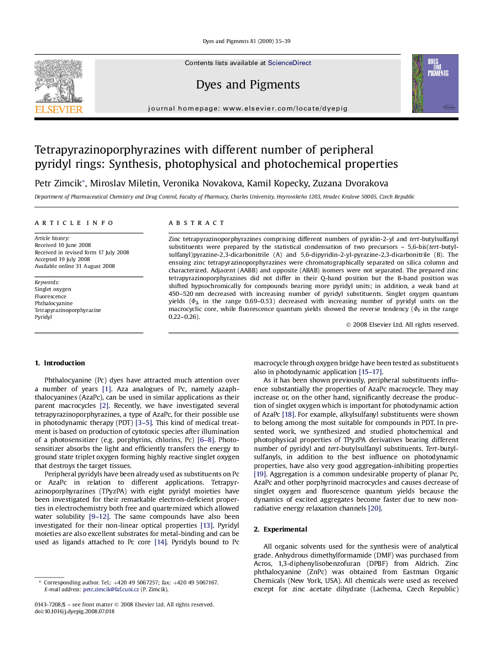 Tetrapyrazinoporphyrazines with different number of peripheral pyridyl rings: Synthesis, photophysical and photochemical properties