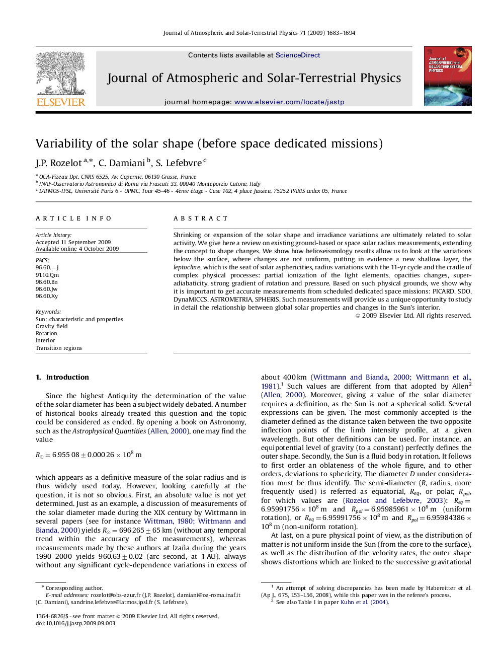 Variability of the solar shape (before space dedicated missions)