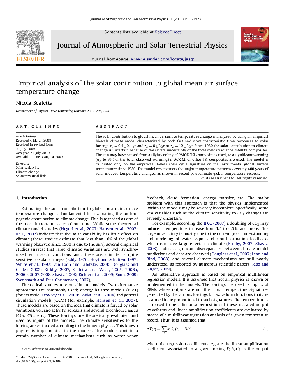 Empirical analysis of the solar contribution to global mean air surface temperature change