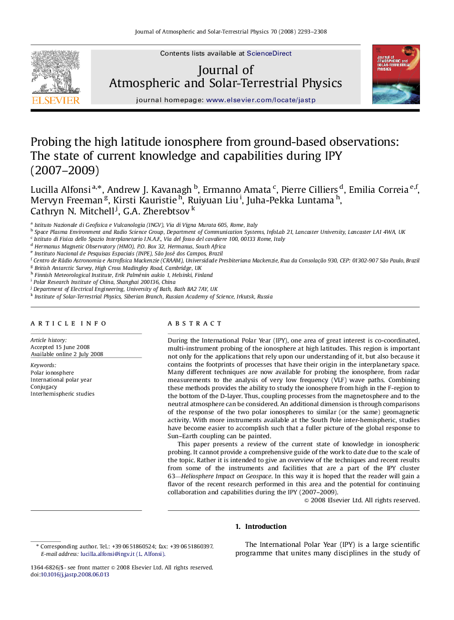 Probing the high latitude ionosphere from ground-based observations: The state of current knowledge and capabilities during IPY (2007–2009)