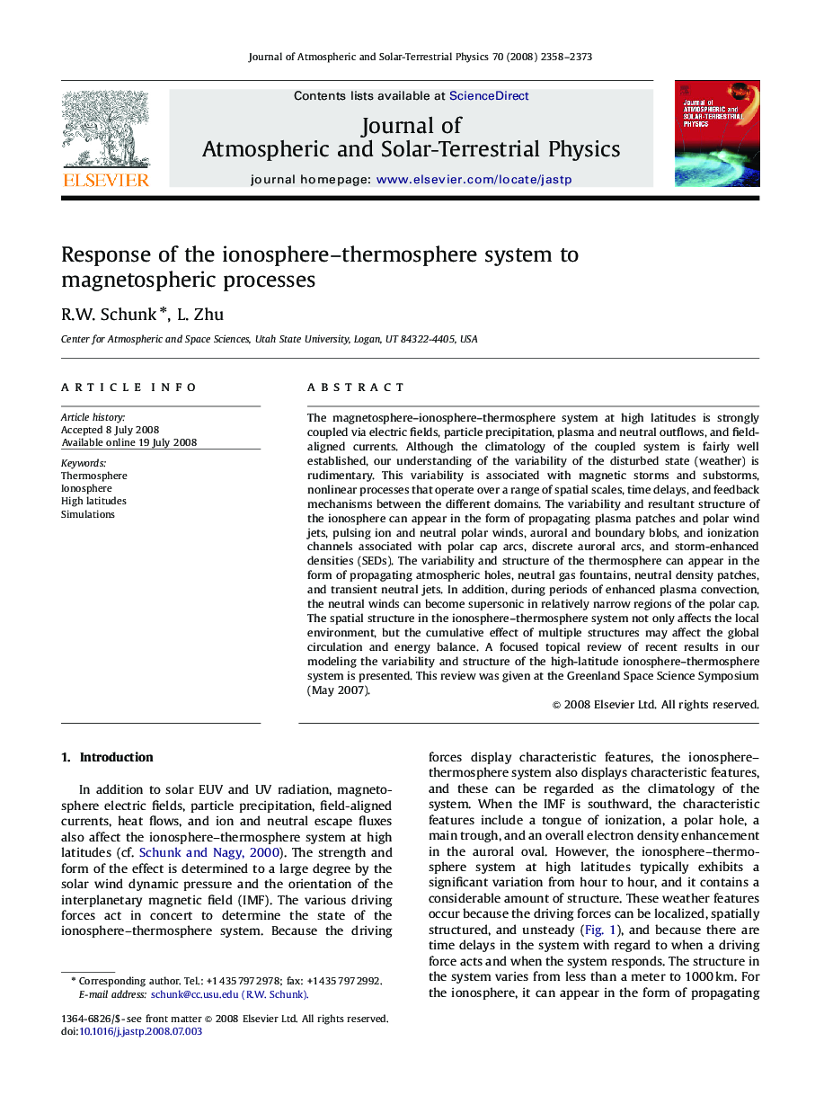 Response of the ionosphere–thermosphere system to magnetospheric processes