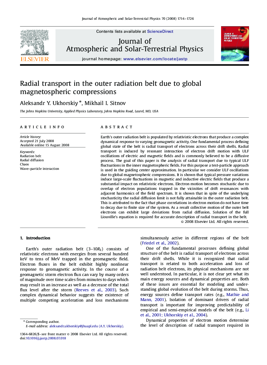 Radial transport in the outer radiation belt due to global magnetospheric compressions