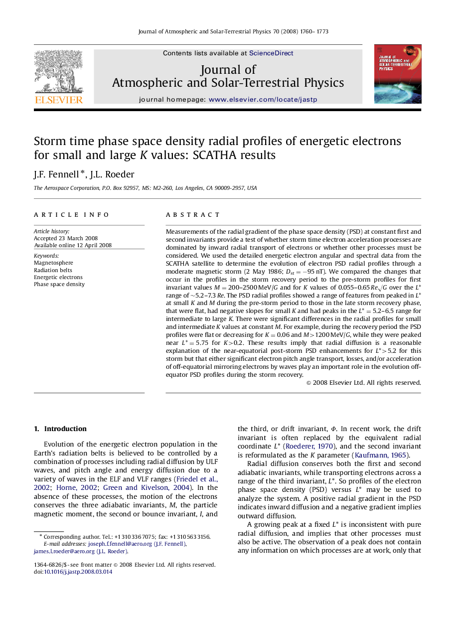 Storm time phase space density radial profiles of energetic electrons for small and large K values: SCATHA results