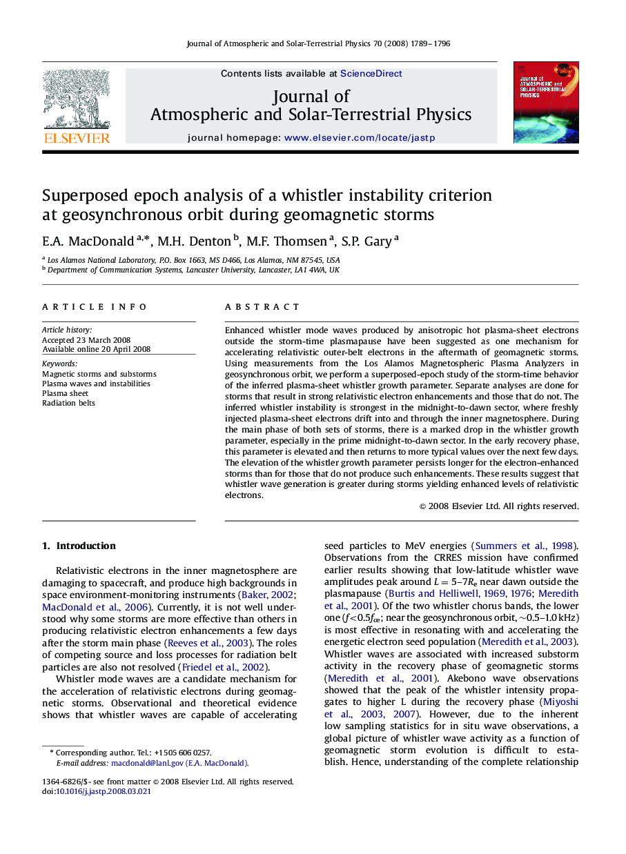 Superposed epoch analysis of a whistler instability criterion at geosynchronous orbit during geomagnetic storms