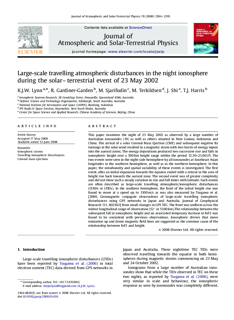 Large-scale travelling atmospheric disturbances in the night ionosphere during the solar–terrestrial event of 23 May 2002