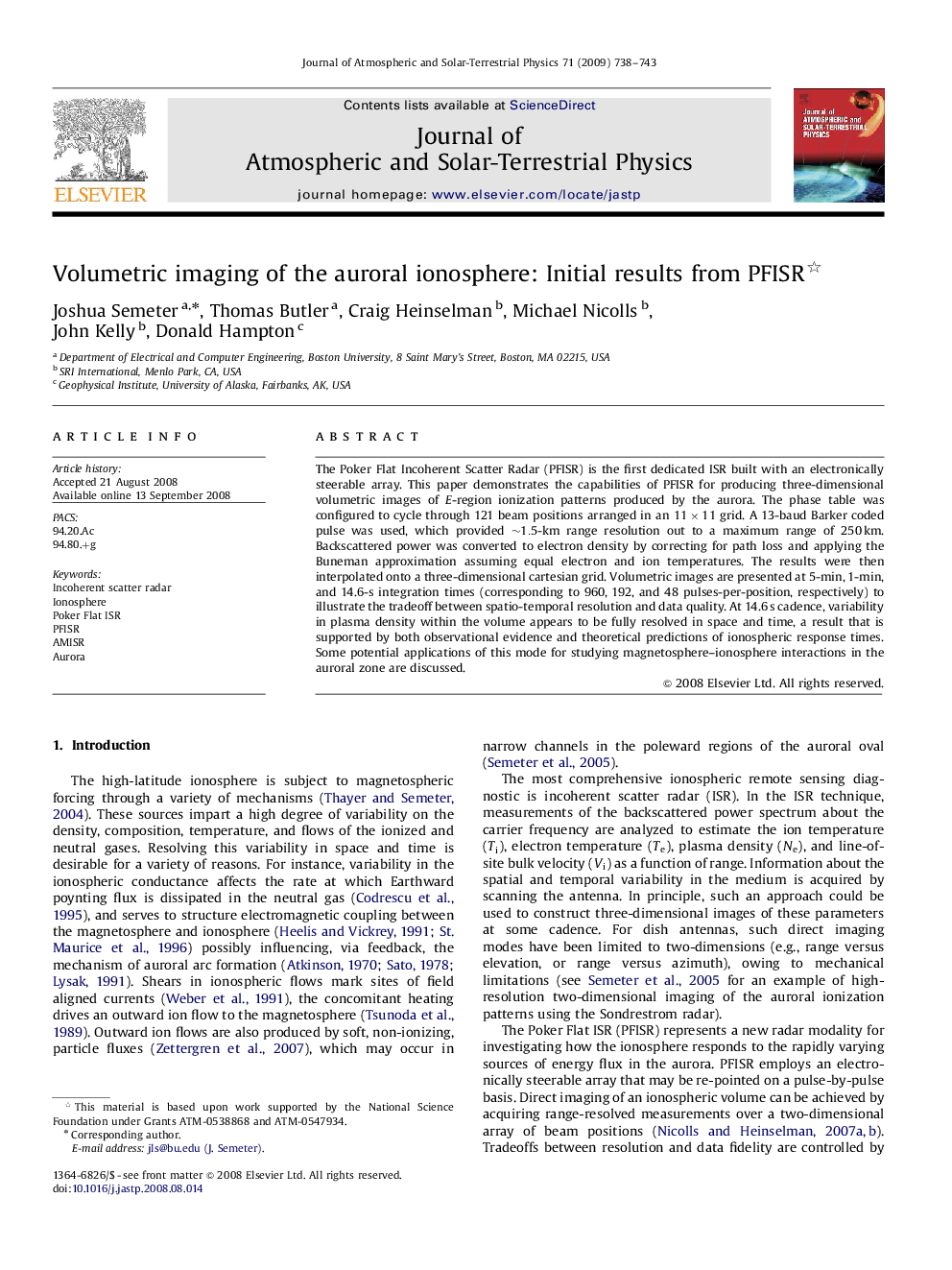 Volumetric imaging of the auroral ionosphere: Initial results from PFISR 