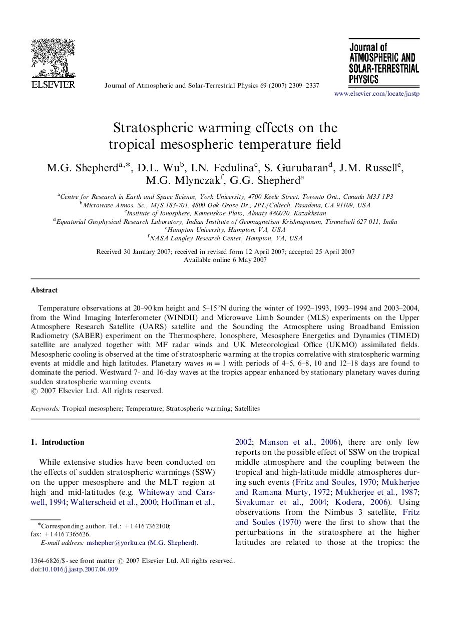 Stratospheric warming effects on the tropical mesospheric temperature field